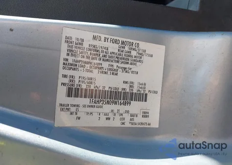 2009 Ford Focus Se из США, поврежденный, VIN 1FAHP35N09W164899